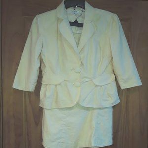 Cato SZ 8 Beautiful Sunny Yellow Linen Business Jacket Skirt Suit Set